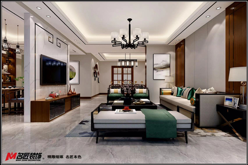 遂寧市安居 凱達(dá)·拉斐公館新中式風(fēng)格三居室裝修案例